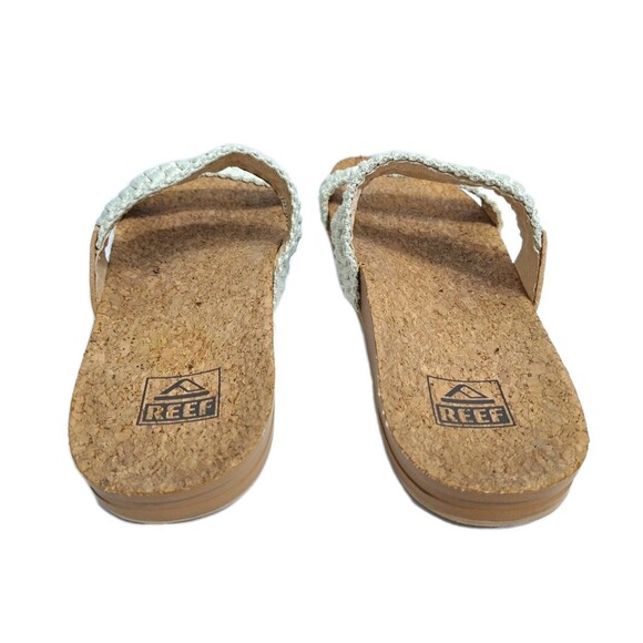 REEF Women's 10 Cushion Vista Thread Sandals Cork Braided White Brown Beach Pool - Picture 7 of 10